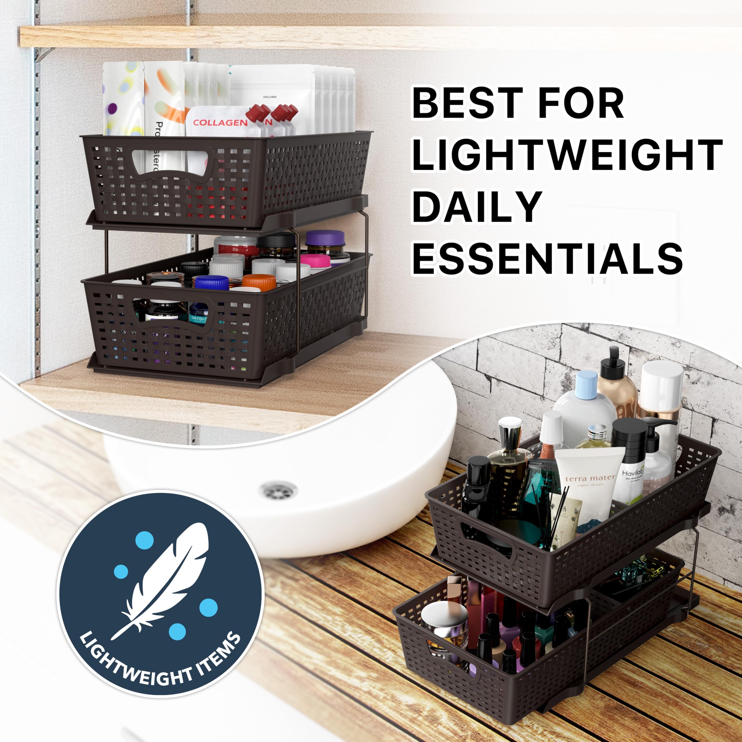 Simple Houseware adjustable divider positioned to create custom compartments for sorting