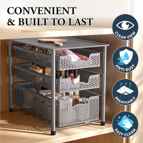 Simple Houseware side profile showing frame construction and stable base for organization