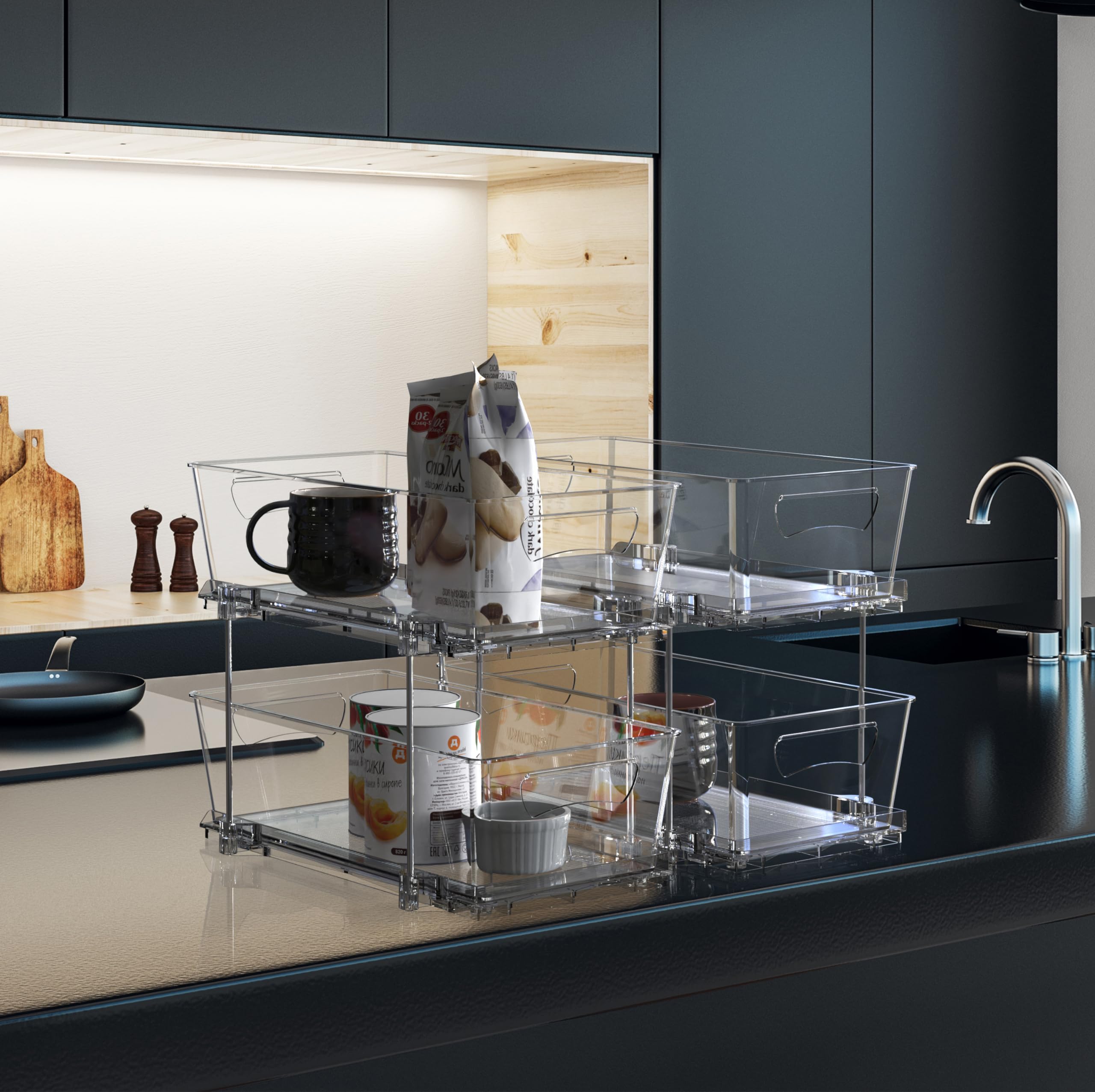 Simple Houseware on bathroom counter showing easy access to daily items