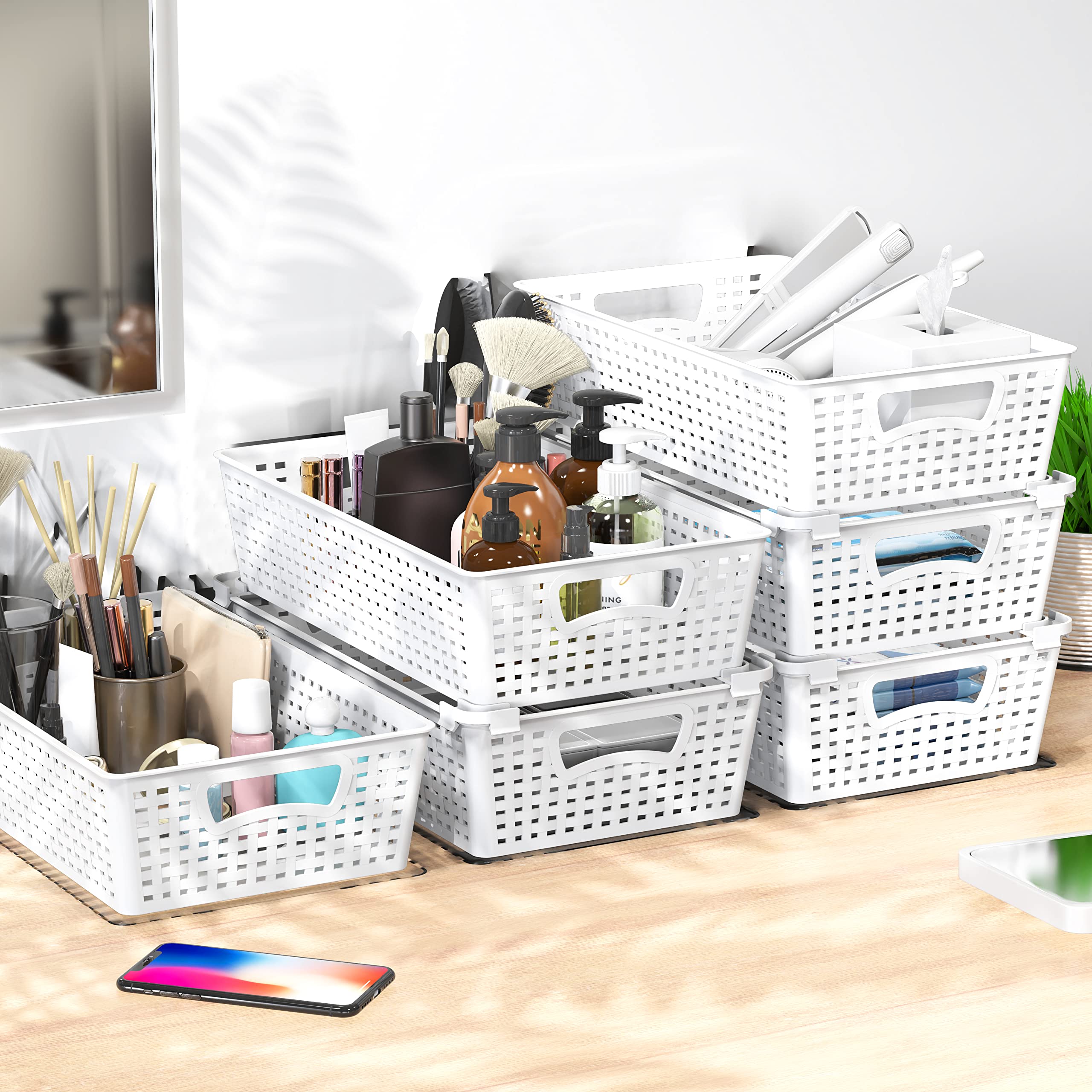 Simple Houseware bathroom counter arrangement organizing toiletries neatly