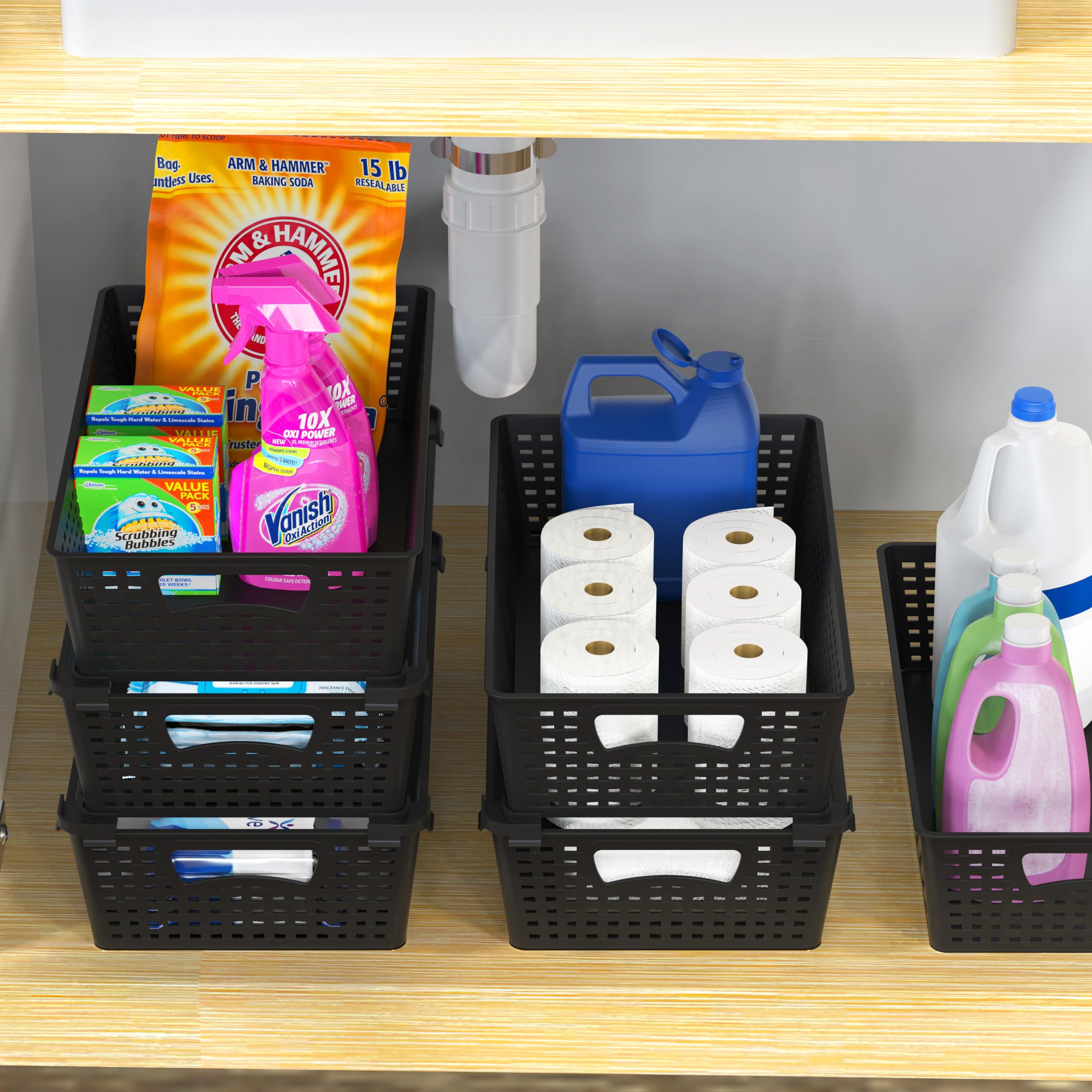 Simple Houseware basket holding bathroom toiletries to declutter counters