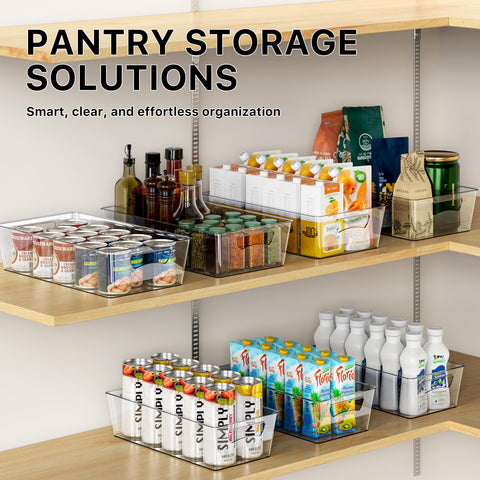 Simple Houseware bins stacked and nested saving shelf space benefit