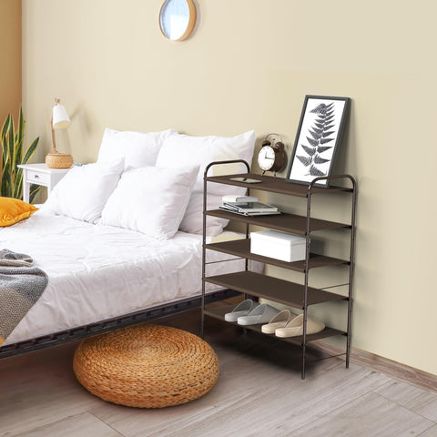 Simple Houseware bottom shelf holding slippers showing extra storage and convenient access