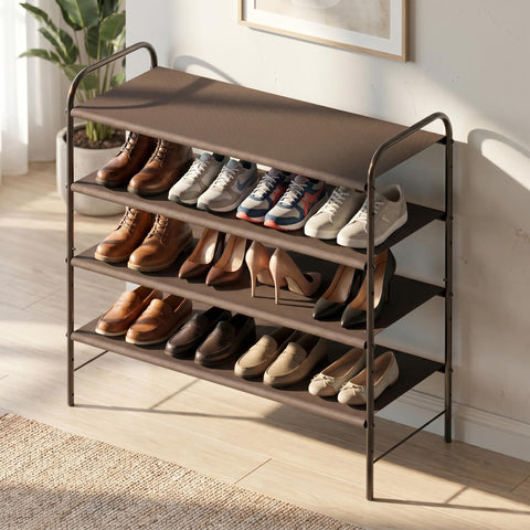 Simple Houseware bottom shelf filled with slippers showing extra storage convenience benefit