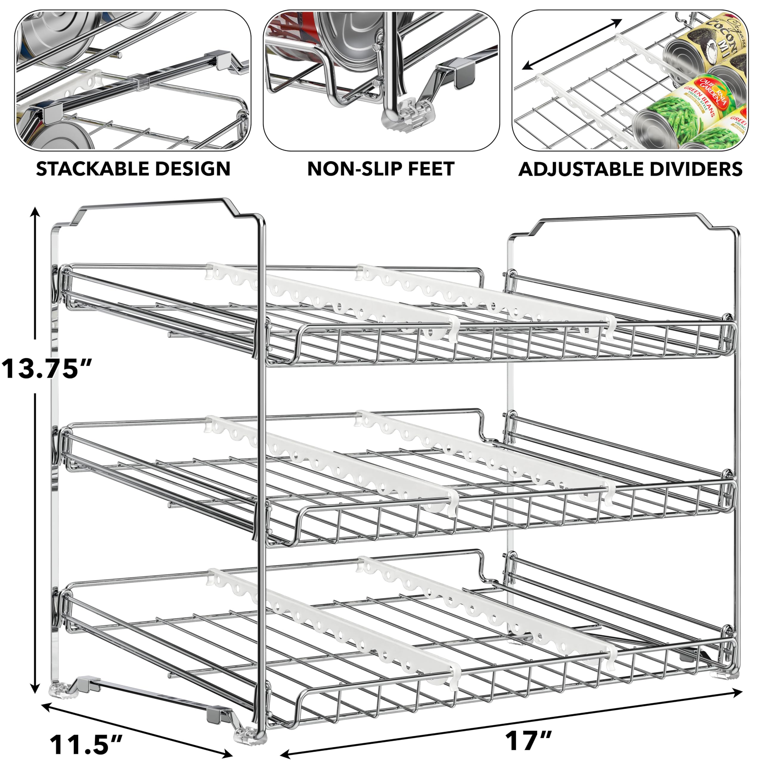 Simple Houseware movable divider detail showing customizable storage lanes