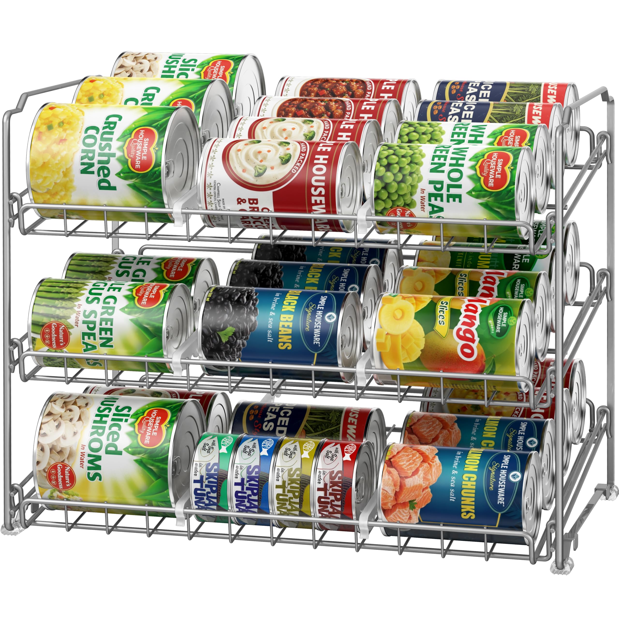 Simple Houseware front view showing three-tier capacity and neat organization benefit