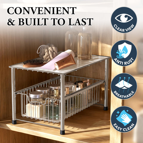 Simple Houseware two units stacked demonstrating vertical storage benefit