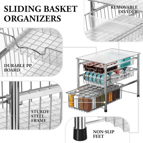 Simple Houseware wire baskets with translucent liners keeping items secure