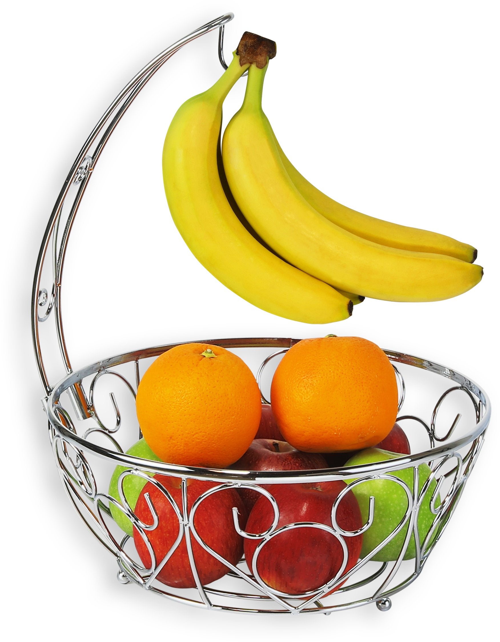 Simple Houseware chrome fruit bowl front view showing polished finish and capacity