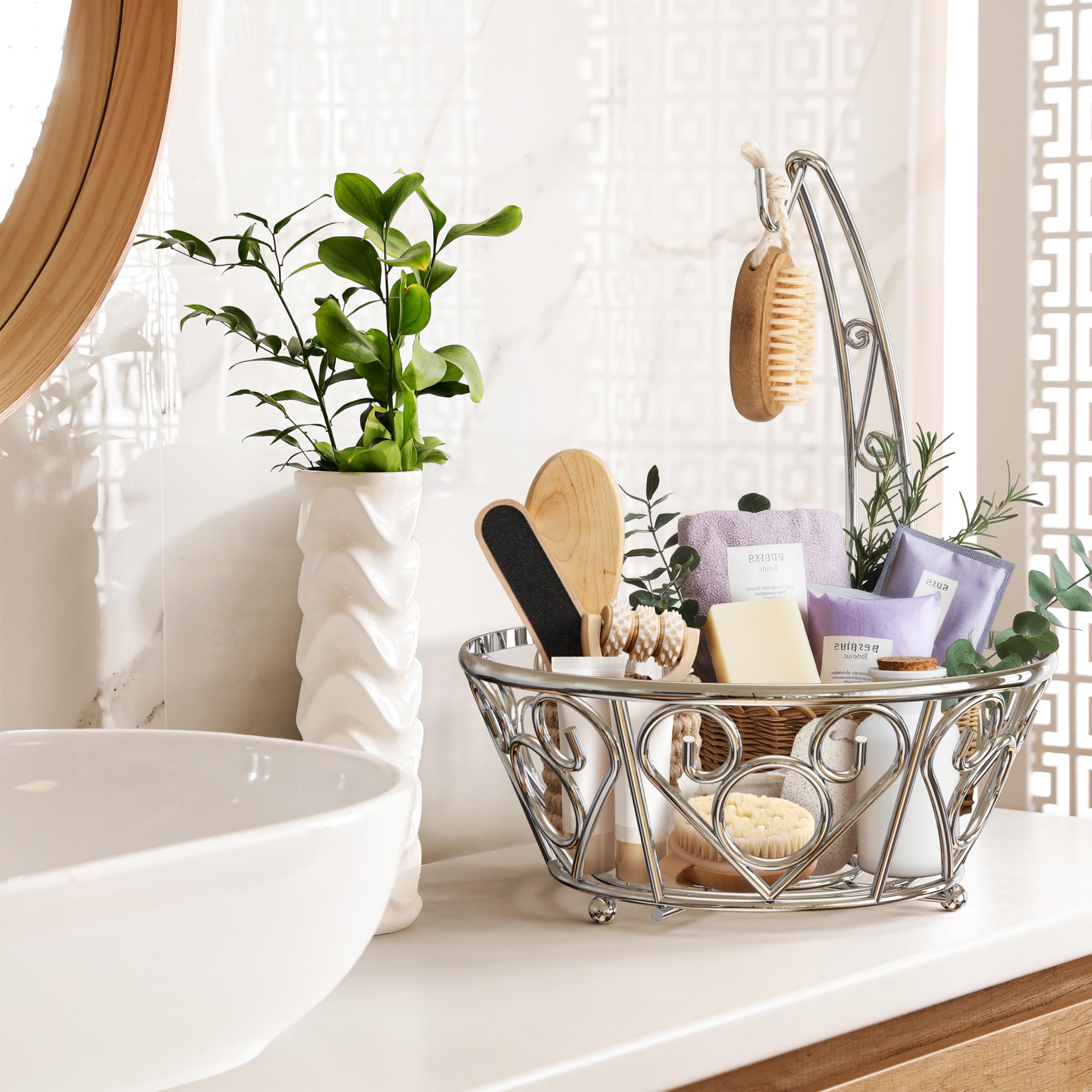 Simple Houseware size comparison beside common kitchen items showing space-saving height