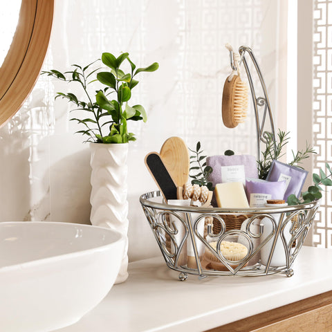 Simple Houseware size comparison beside common kitchen items showing space-saving height