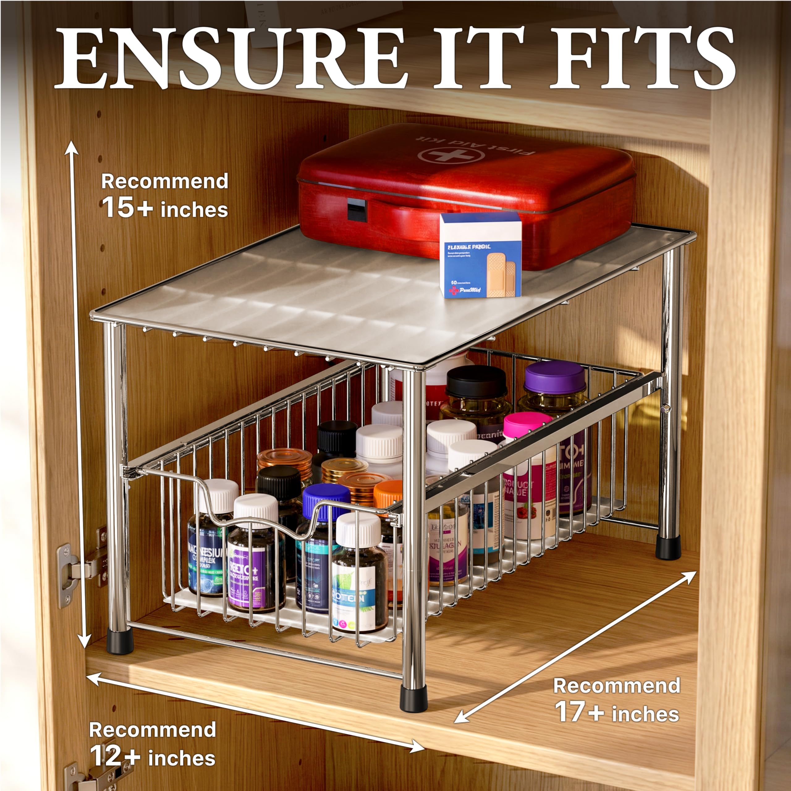 Simple Houseware sliding basket extended to show smooth access benefit
