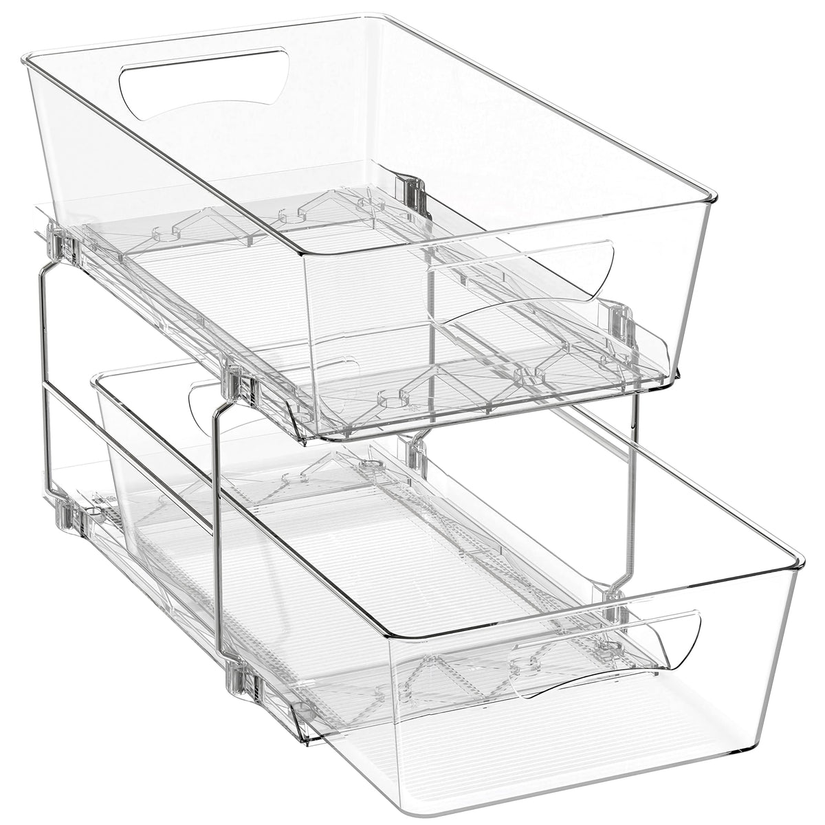 Simple Houseware clear front view showing two sliding drawers and easy access benefit