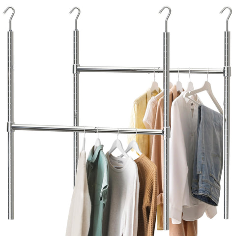Simple Houseware front view of chrome adjustable closet rod showing sleek finish and capacity