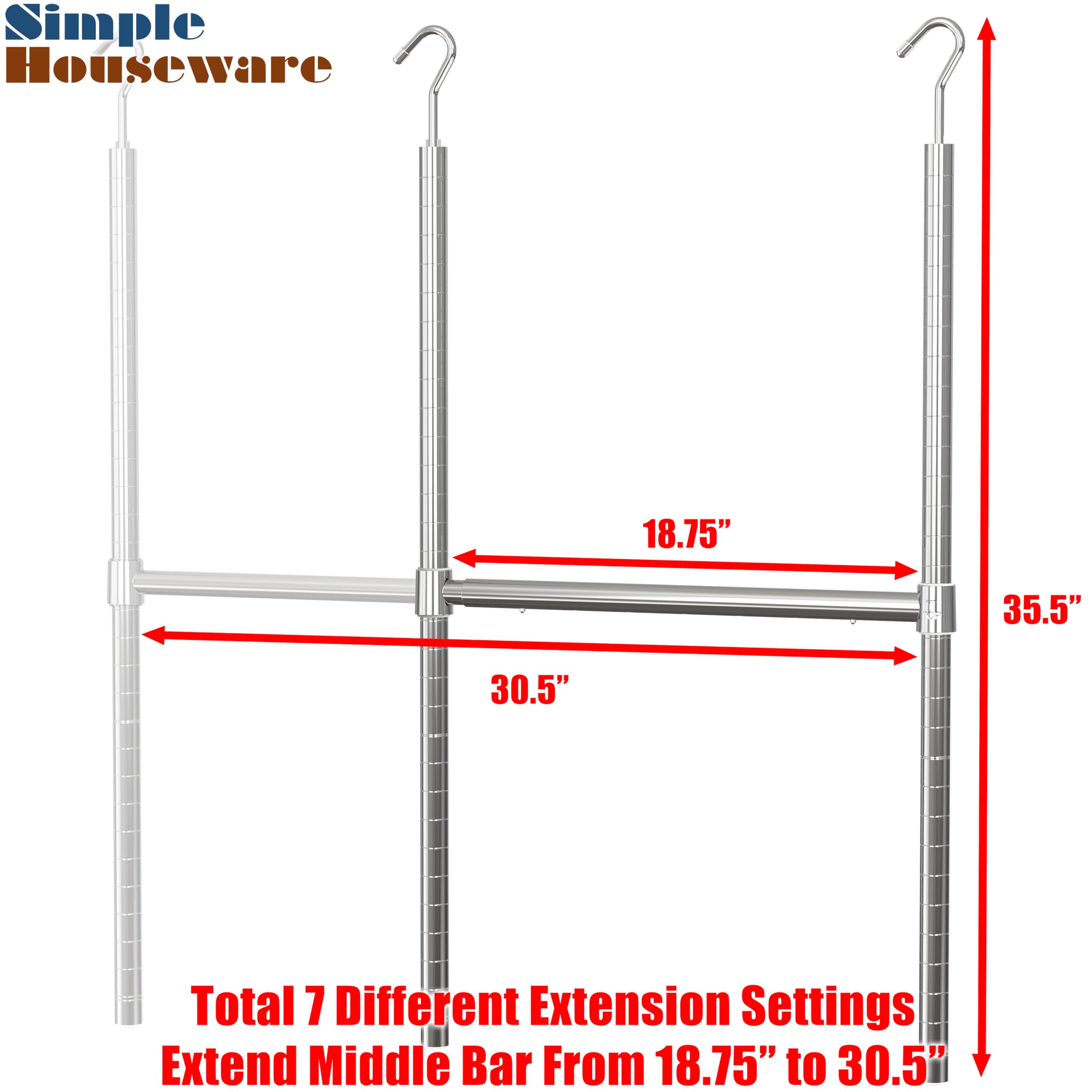 Simple Houseware in-use double-tier setup demonstrating doubled hanging space and organization