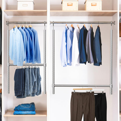 Simple Houseware mounted in closet over existing rod showing tool-free installation benefit