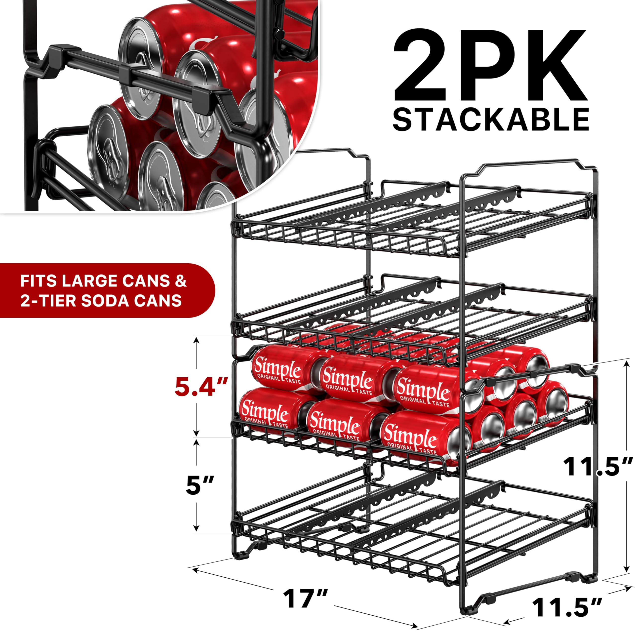 Simple Houseware close-up of angled rolling shelf showing smooth FIFO access benefit