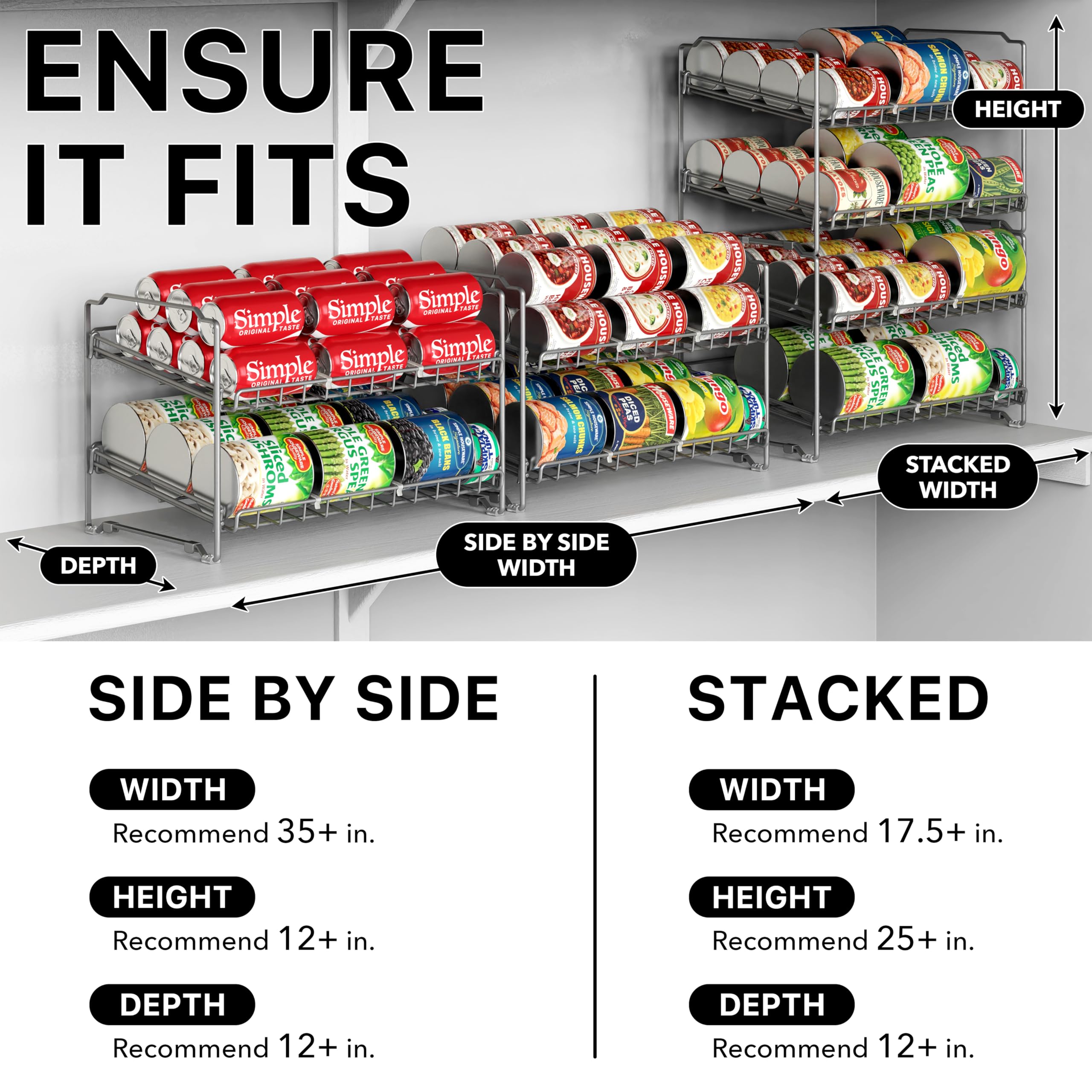 Simple Houseware close-up of movable plastic dividers to customize can spacing