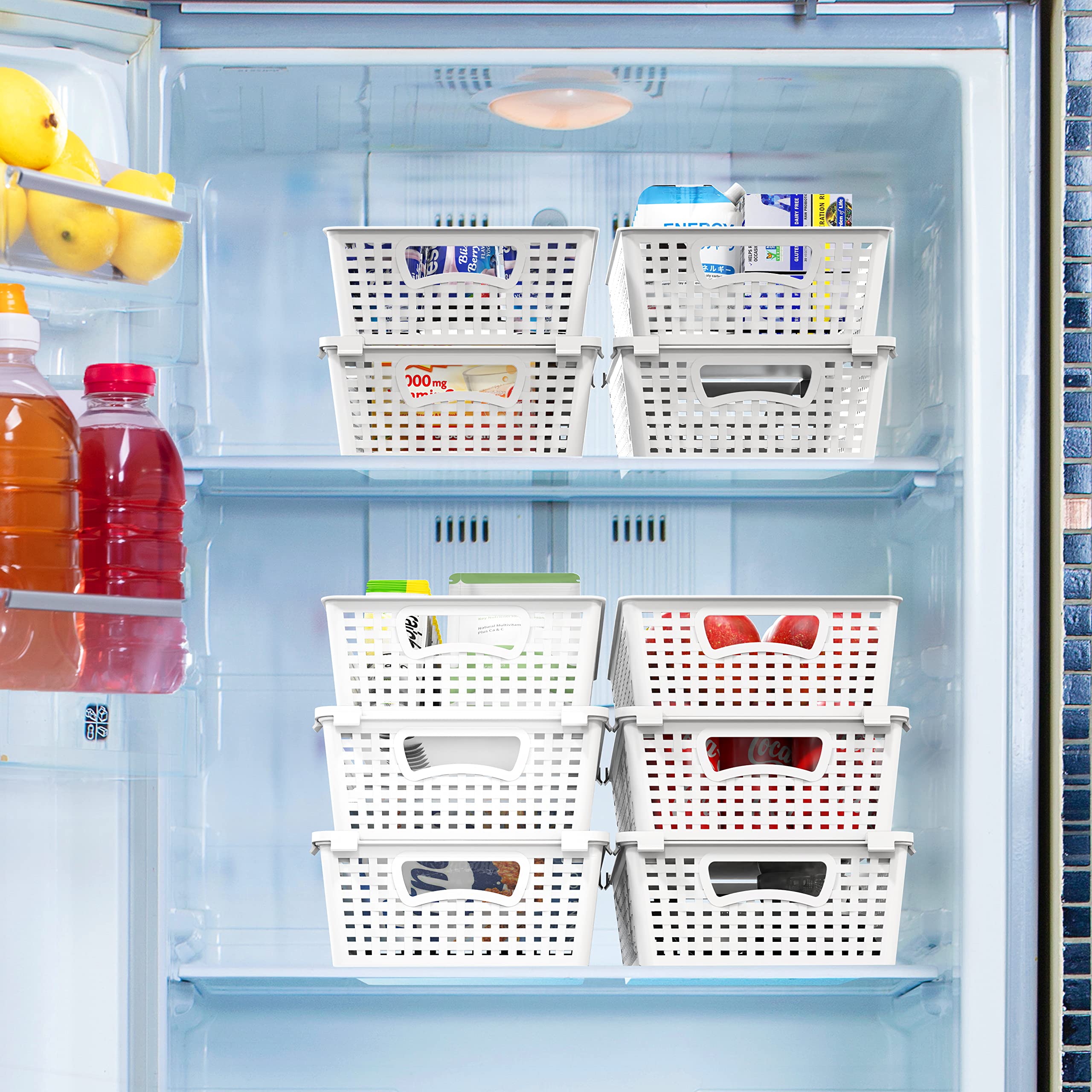 Simple Houseware baskets filled with pantry items for tidy kitchen storage
