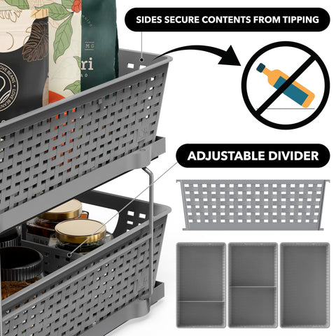 Simple Houseware adjustable divider close-up demonstrating customizable compartments benefit