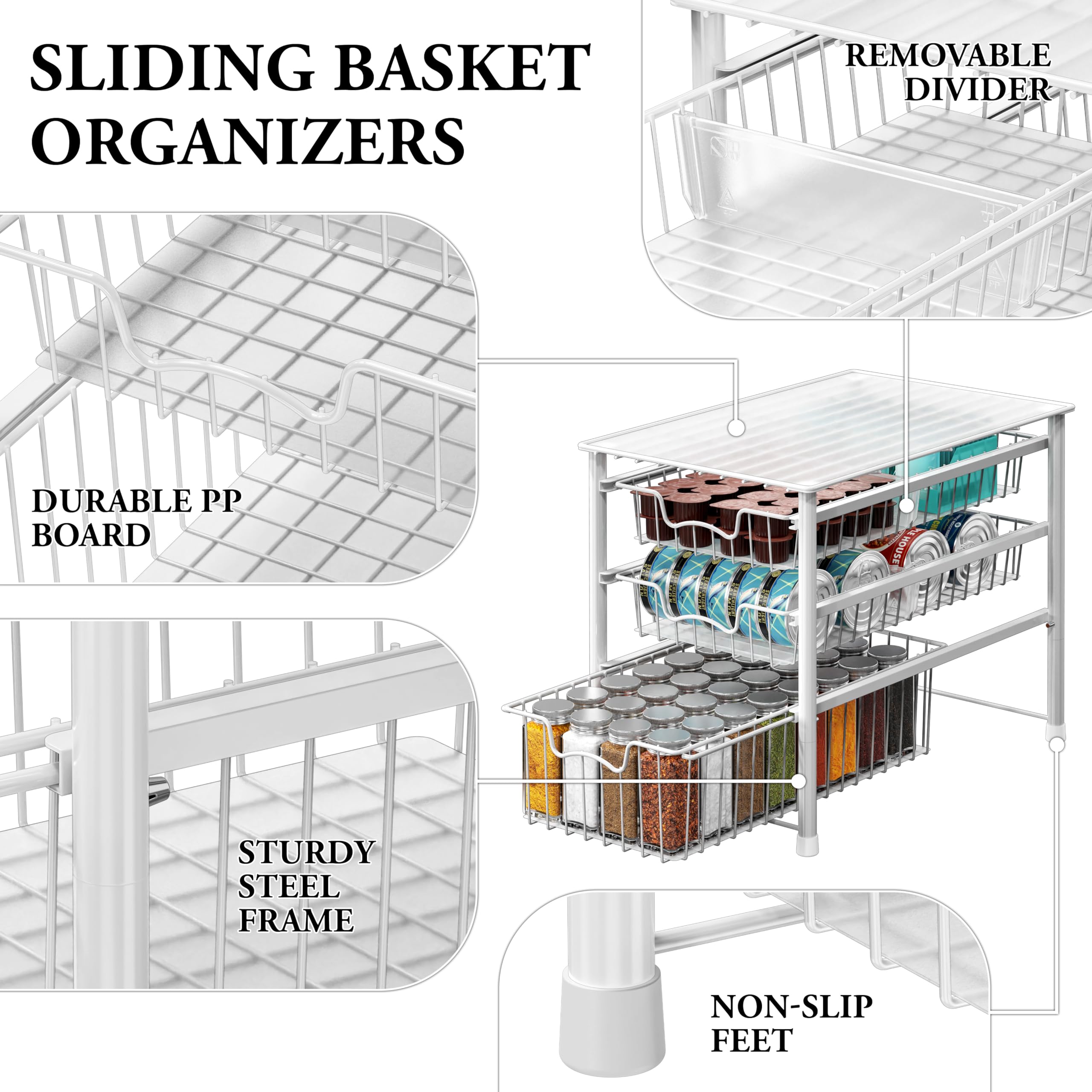 Simple Houseware removable dividers arranged to separate small items for neat sorting