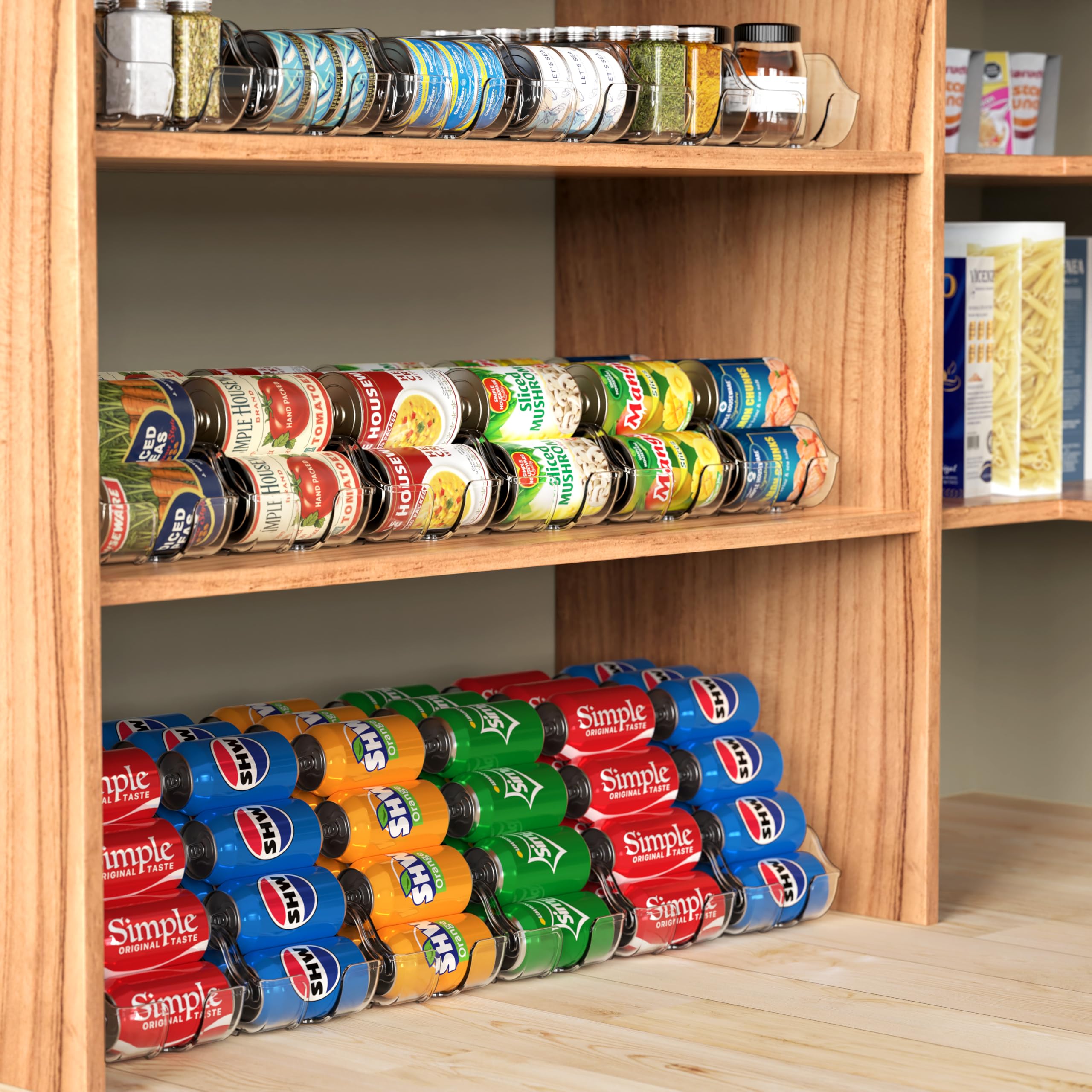 Simple Houseware showing two-layer can arrangement for efficient storage