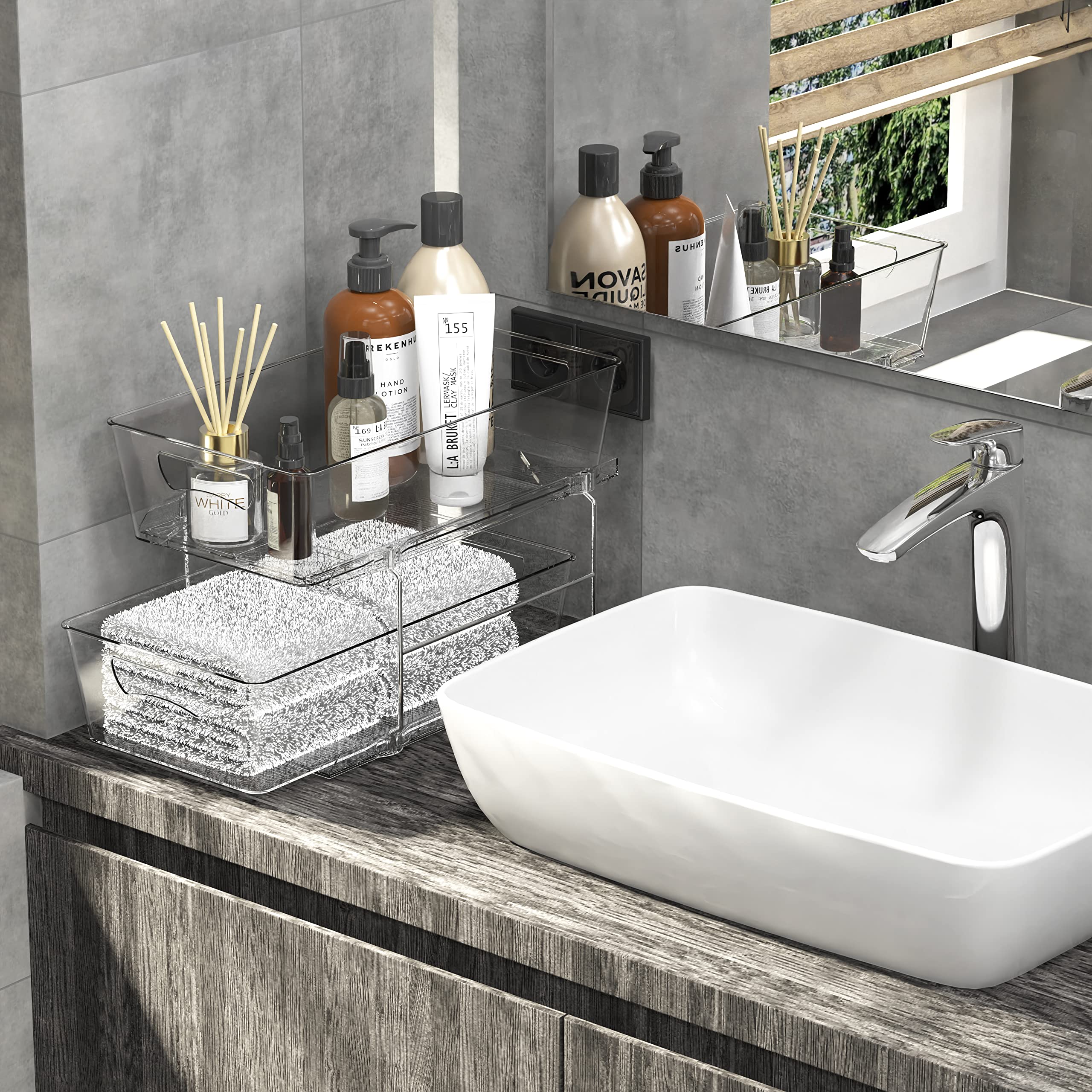 Simple Houseware drawer filled with organized toiletries showing quick retrieval benefit