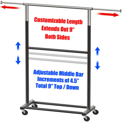 Simple Houseware extended top rods holding shirts and coats to increase hanging capacity
