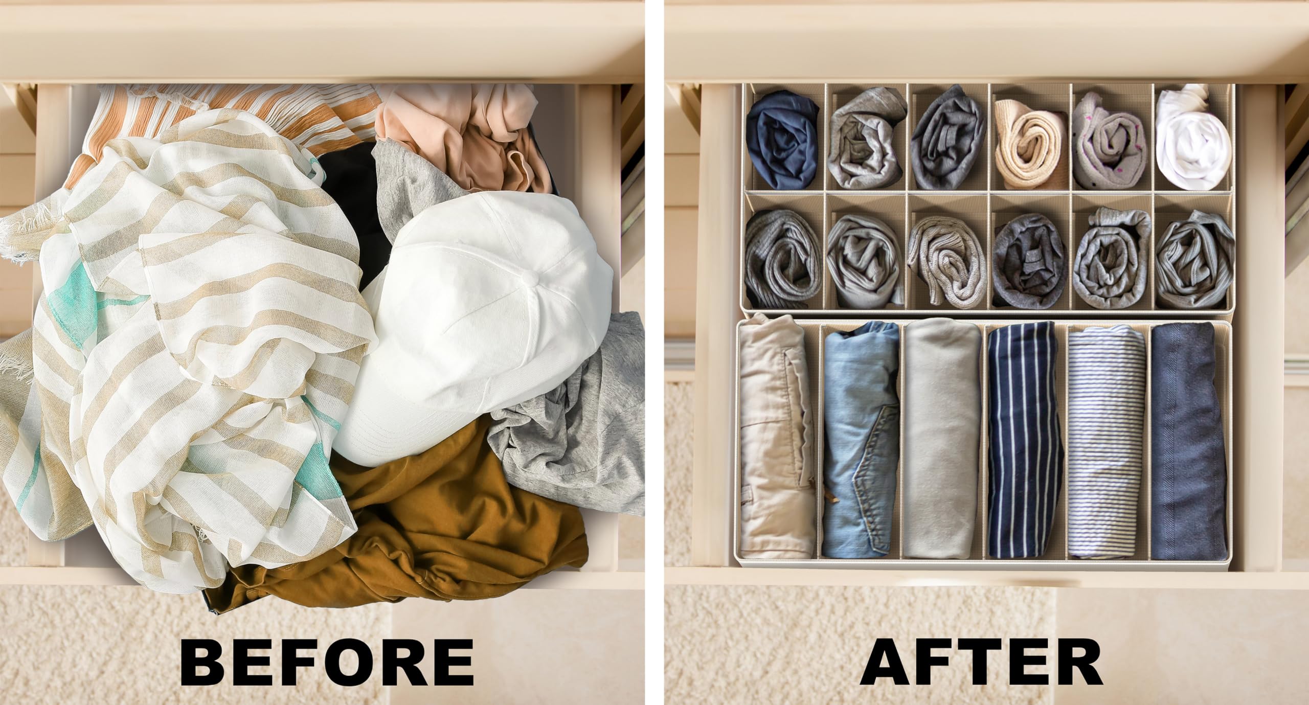 Folded Simple Houseware organizer flat for compact storage when not in use