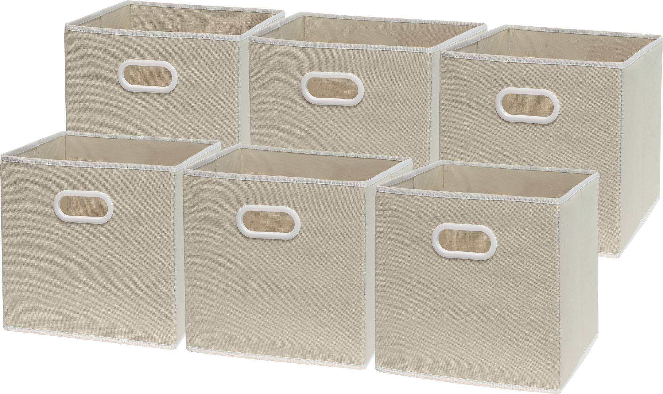 Simple Houseware beige cube bin front view shows neat storage and easy styling