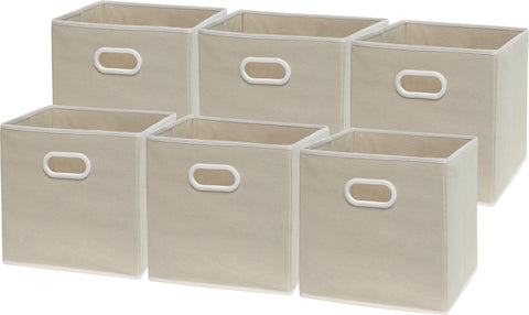Simple Houseware beige cube bin front view shows neat storage and easy styling