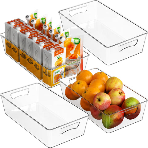 Simple Houseware front view of 4 clear bins showing neat organized benefit