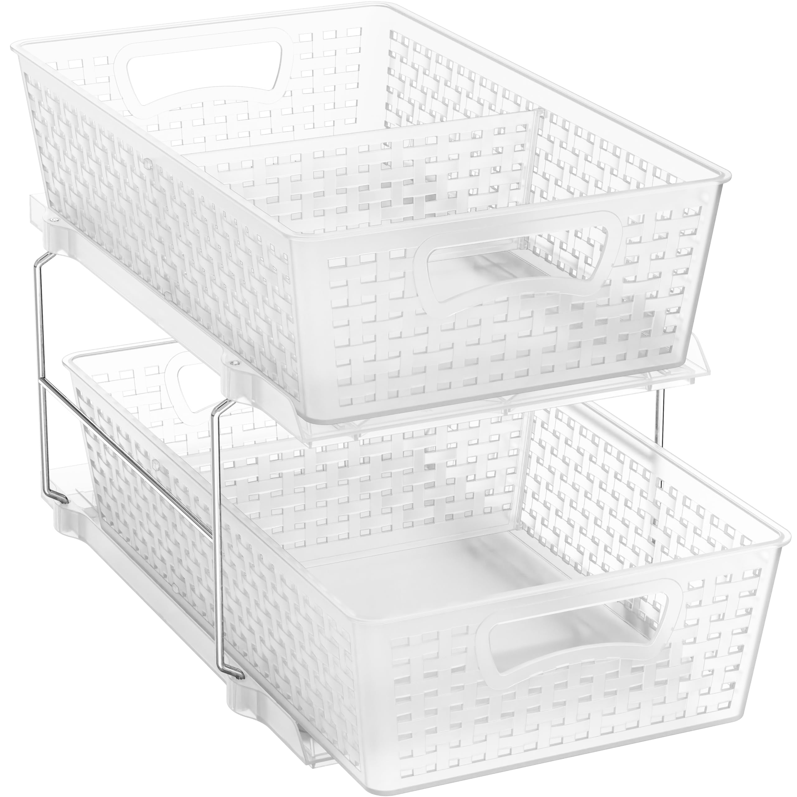 Simple Houseware front view showing clear two-tier pull-out drawers and neat storage benefit