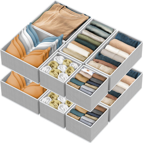 Simple Houseware front view of 12-piece gray organizer set showing neat storage benefit