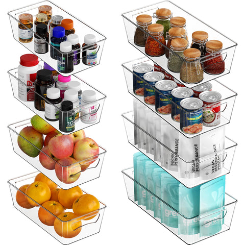 Simple Houseware front view of eight clear pantry bins showing neat organization
