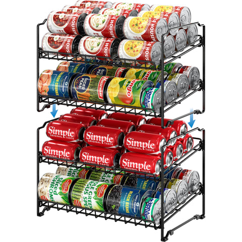 Simple Houseware front view of two black can racks showing neat stacked storage and easy access