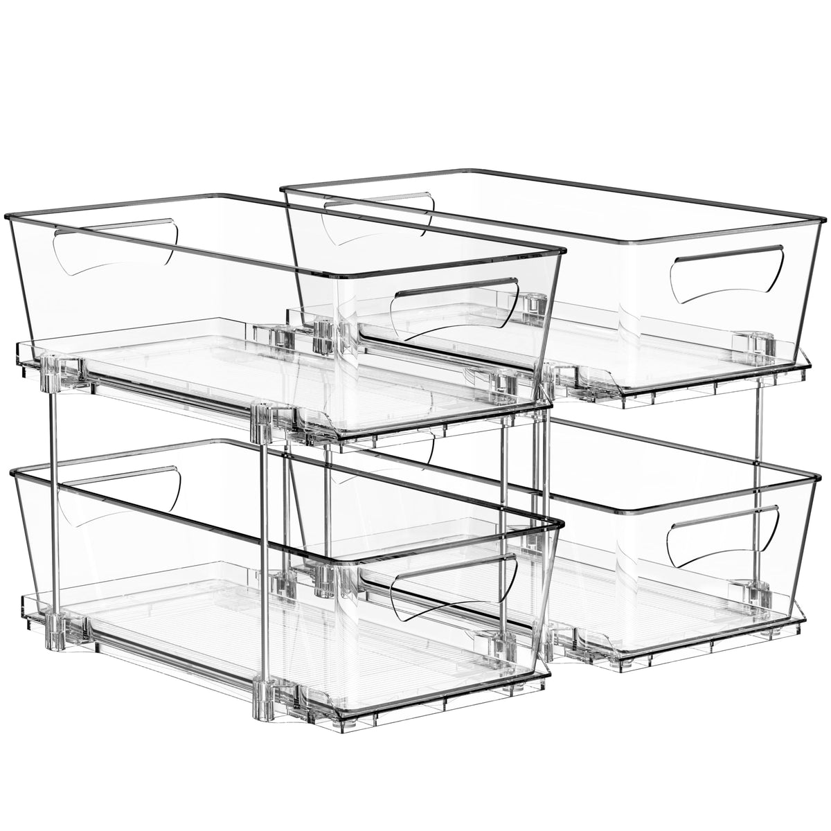 Simple Houseware front view of clear two-tier organizer shows storage visibility