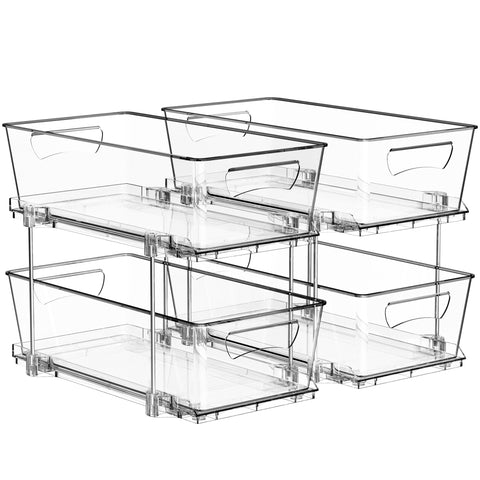 Simple Houseware front view of clear two-tier organizer shows storage visibility
