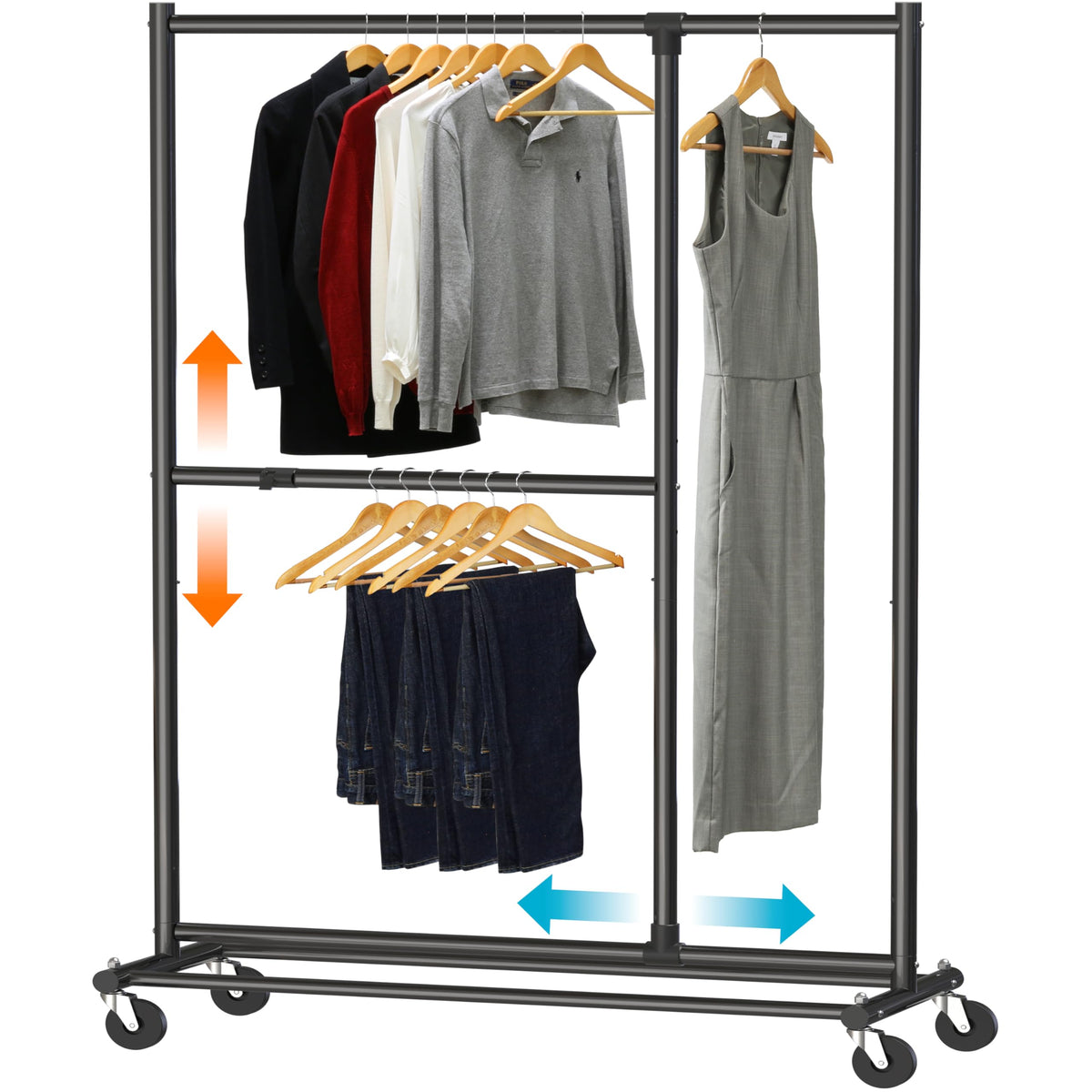 Simple Houseware front view full rack showing organized clothing and tidy storage benefit