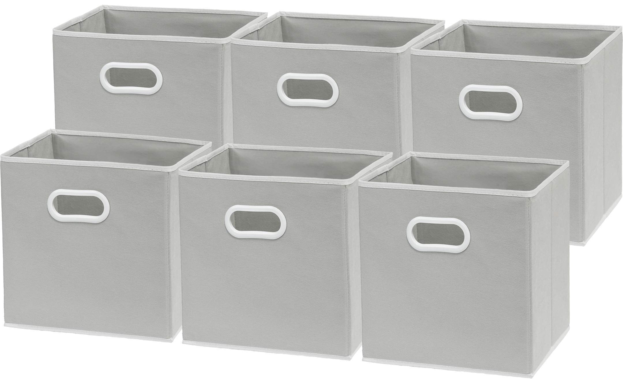 Simple Houseware front view gray cube bin showing neat storage benefit