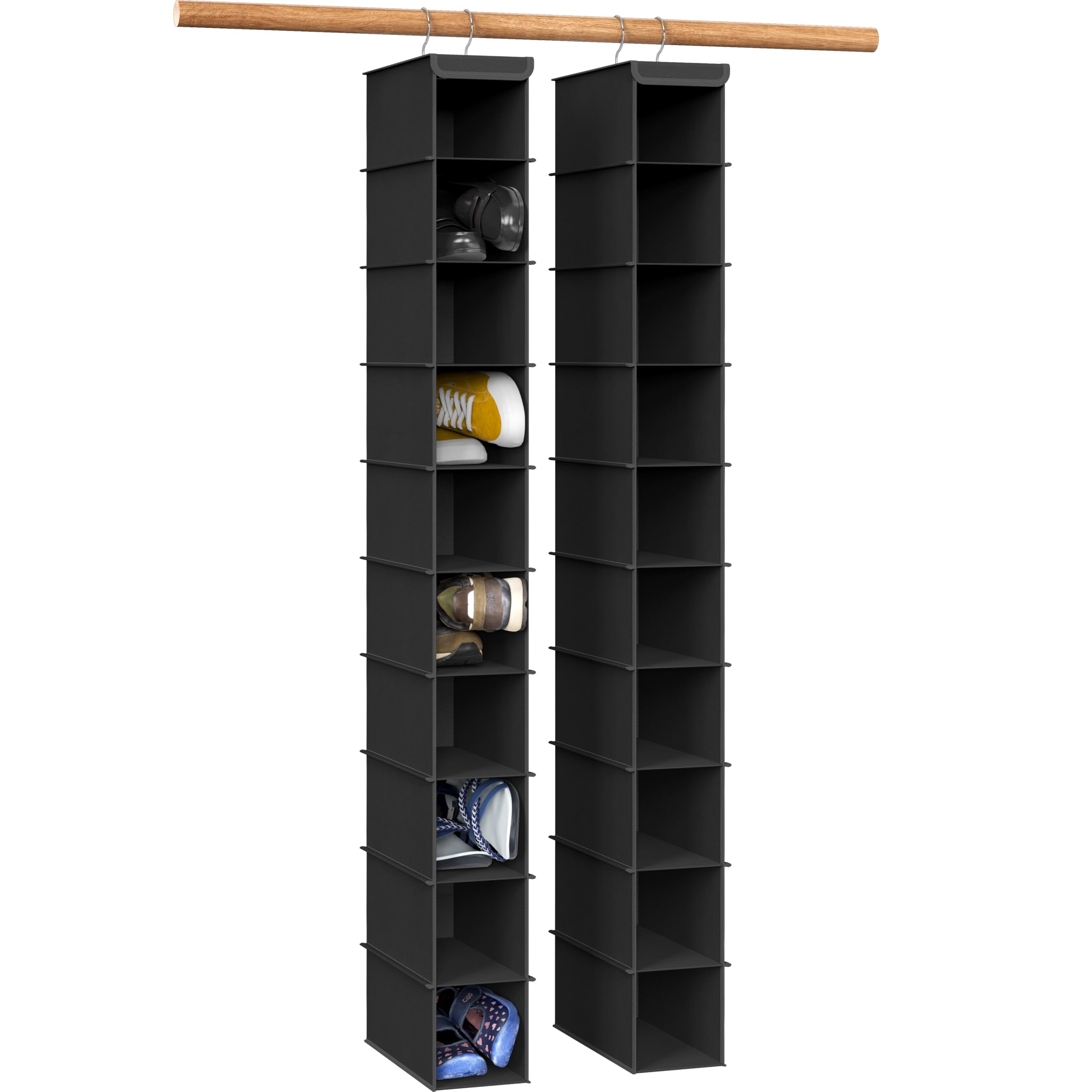 Simple Houseware front view of hanging organizer showing vertical shoe storage benefit