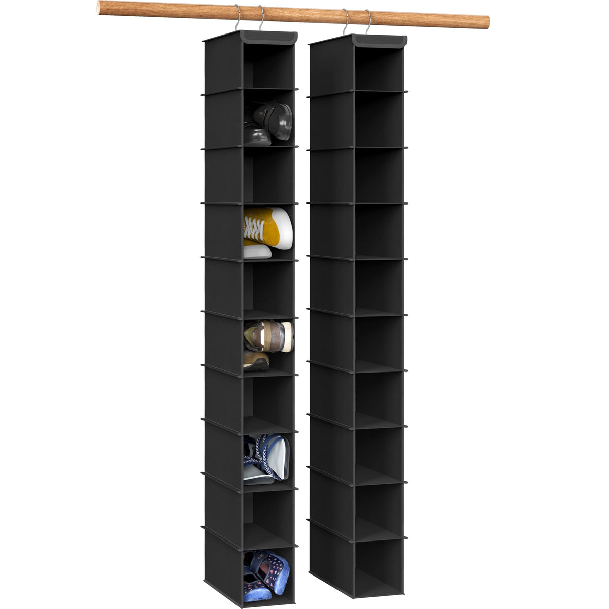 Simple Houseware front view of hanging organizer showing vertical shoe storage benefit