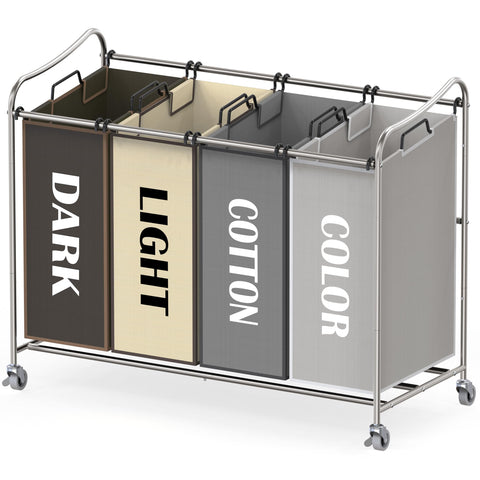 Simple Houseware front view of 4-bag sorter showing organized laundry benefit