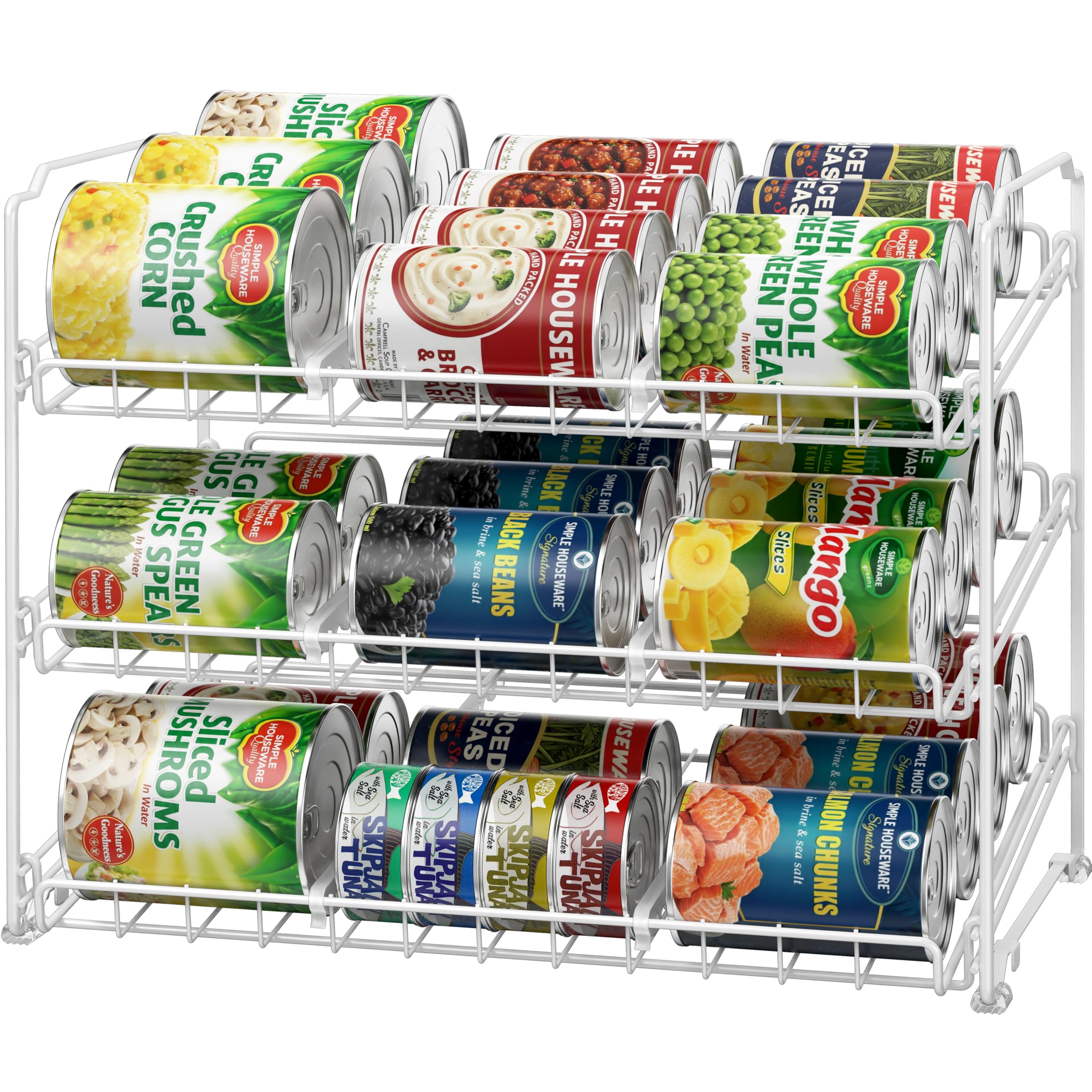 Simple Houseware front view showing three-tier can capacity and neat storage