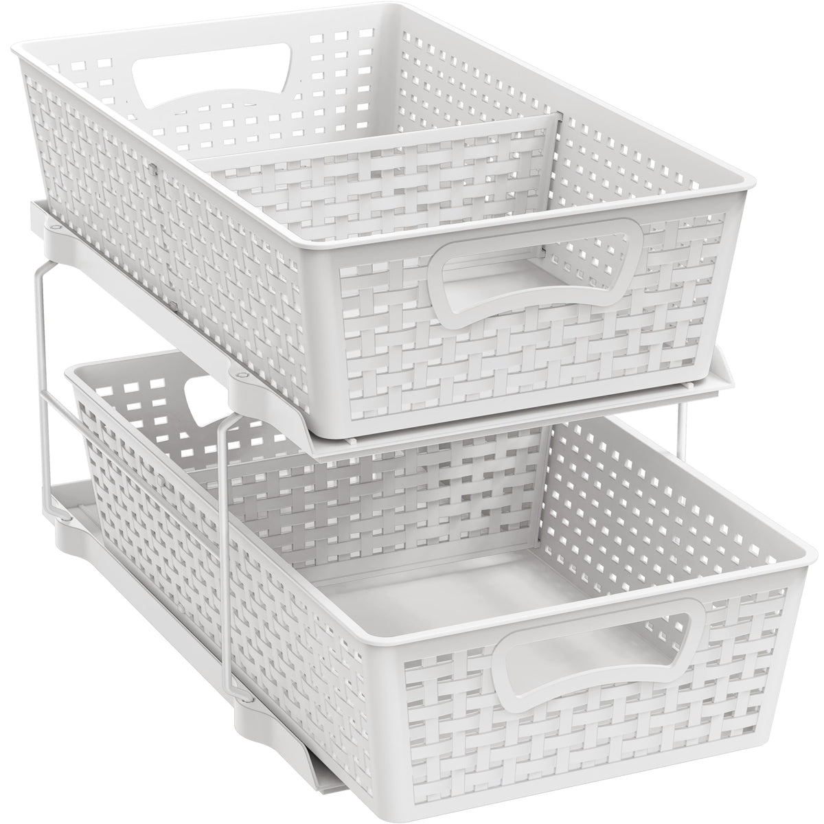 Simple Houseware front view showing two-tier sliding drawers and neat organization benefit