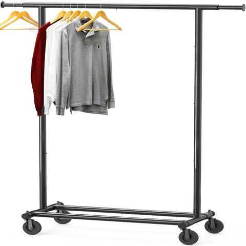 Simple Houseware front view of rack showing full hanging capacity and organized clothes