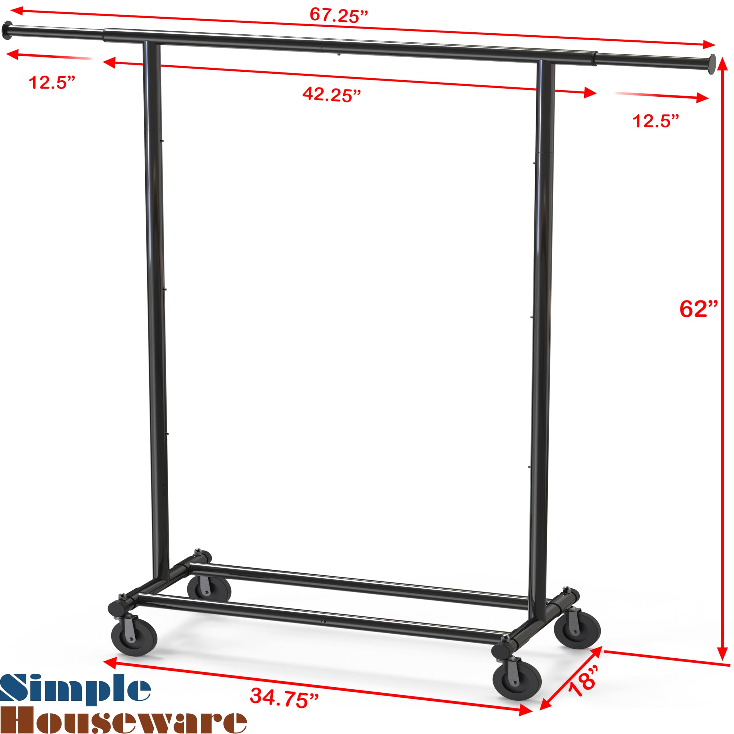 Simple Houseware rack in a bedroom setting illustrating extra wardrobe space benefit