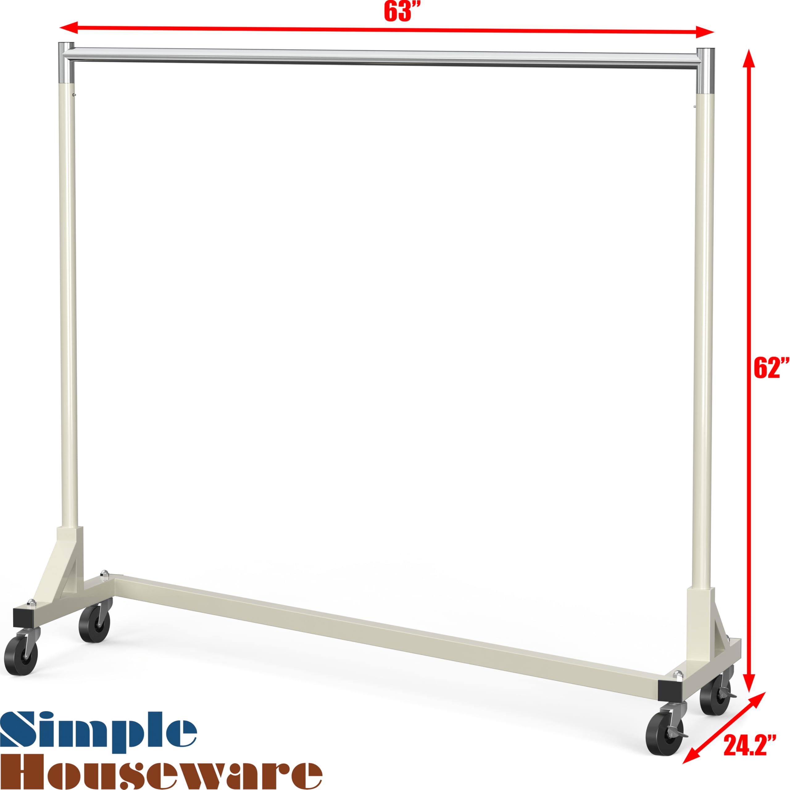 Simple Houseware rack next to chair showing dimensions and space-saving benefit