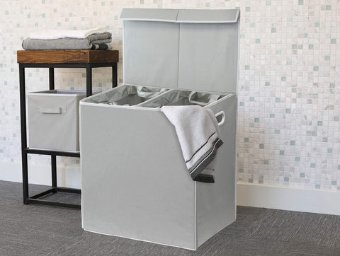 Simple Houseware hamper with measuring tape showing 23 by 13 by 22.75 inches fit benefit