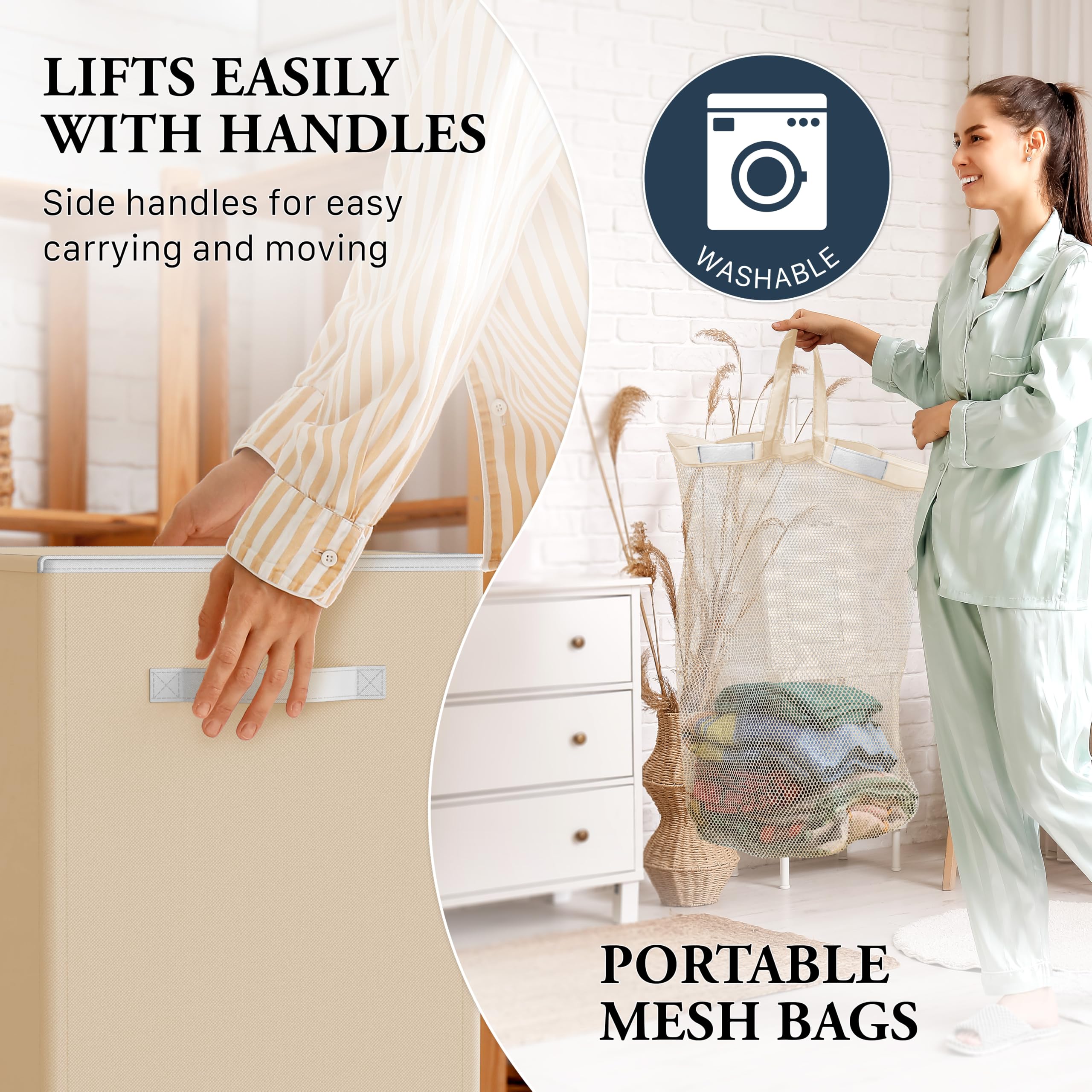 Simple Houseware removable mesh bag detail with handles for effortless laundry transport